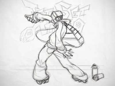 Sketching in PS line photoshop skater sketch