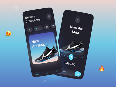 Nike Shoe App adidas airmax app app design brand jordan mobile mobile app nike nike app nike app design online shopping reebok shoe shoe app shoes app shoes store trendy app design ui ux