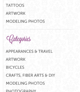 Sidebar atedrake categories floral gray purple sidebar