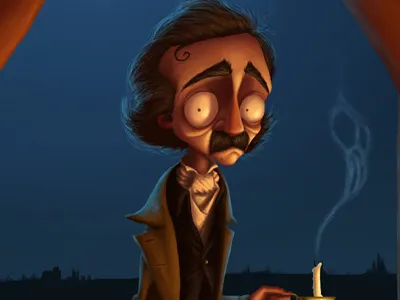 Edgar Allan Poe character design edgar allan poe halloween illustration raven