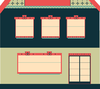 Past 3 (rebound shot) 2d architecture cute detail erika mackley erika noel mackley flat illustration illustrator illy michigan not final process progress retro romeo series shapes simple style two toned vector vintage