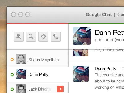 Google Chat for Mac application chat conversation google mac minimal plus ui ux