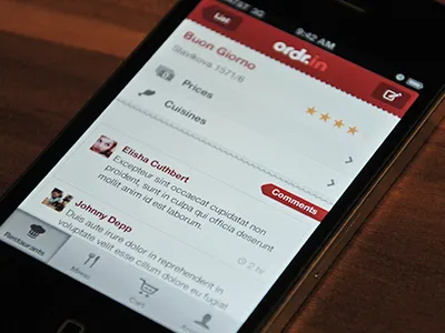 Ordr.in app UI app ui