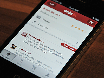 Ordr.in app UI app ui