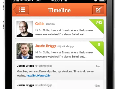 Twitter Client for iPhone - orange skin app application ios iphone mobile timeline tweet twitter ui ux