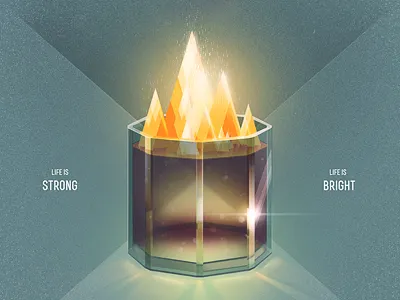 Remember: Life Is Shot bright burning faces fire illustration life m18 many sided poster short shot strong