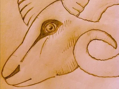 Aries Label Sketch aries ram sheep sketch wine label