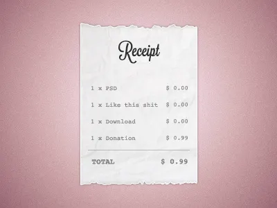 Receipt bill cs6 free freebie paper psd receipt