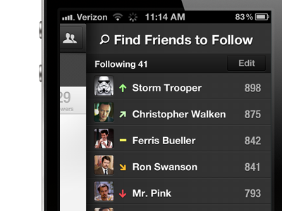 Friends List iphone mobile mobile ui ui