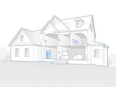 Symphony Home cutaway energy grayscale home house illustration management waterfurnace