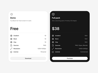 Bloom - Pricing 3d 3d assets abstract craftwork design freebie geometry illustration landing pricing shapes ui web website
