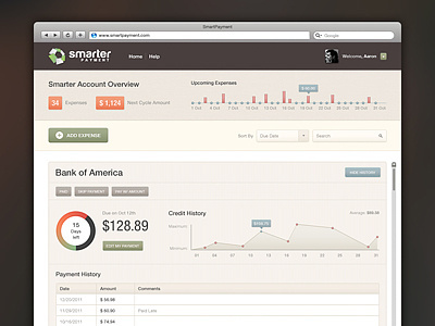 Dashboard Smart Payment app blue brown chart dashboard financial graph green orange ui ux yellow