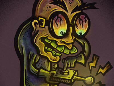 THE CREATOR: MAD SCIENTIST cartoon comic creator drawing eyeballs glow illustration mad scientist monster vintage