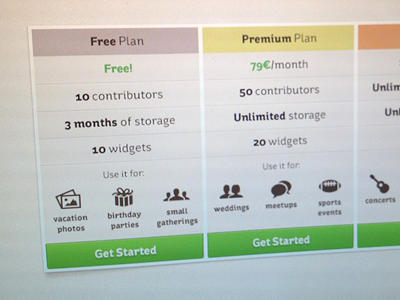 Pricing button icons pictos pricing st ryde table