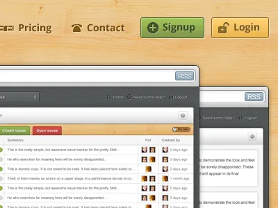 Stelt Landing Page brown buttons green icons landing navigation screenshot wood yellow