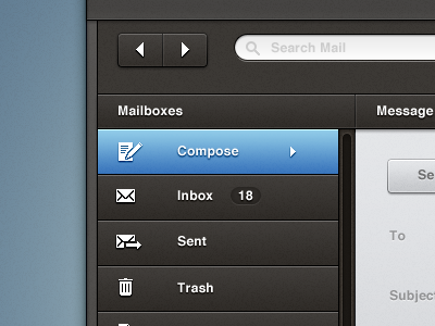 Email Ui app button buttons desktop email icon icons inbox search sent texture ui web window