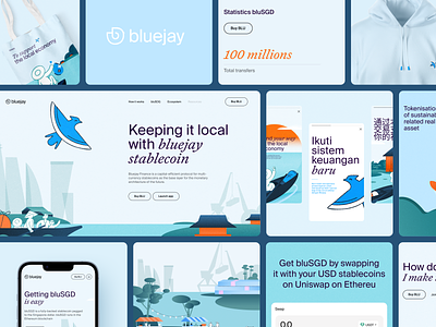 Bluejay: Branding and Web asia blue brand identity branding character design crypto design embacy figma graphic design illustration logo procreate singapore stablecoin suisse ui vector web design web3
