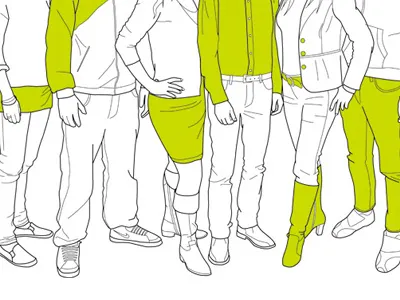Employees illustration green illustration lineart people shoes