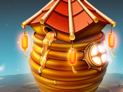 Magical beehive illustration startup branding