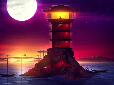 The Capture battle bridge capture digital artist moon ninjas princess war water