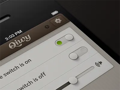 Qiwy iOS/iPhone app switch and slider 3d app apple glyph glyphs icon icons ios iphone navigation phone render settings slider switches timer