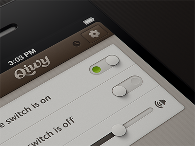 Qiwy iOS/iPhone app switch and slider 3d app apple glyph glyphs icon icons ios iphone navigation phone render settings slider switches timer
