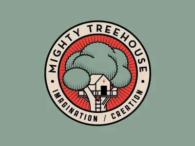Mighty Treehouse Rejects badge branding crest design logo rinker seal tree treehouse type typography