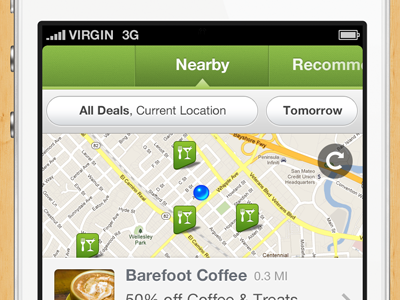 Nearby – Groupon carousel deals green groupon iphone list local map nearby now