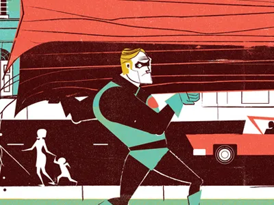 Incredibles 4 color silk screen disney illustration pixar superhero