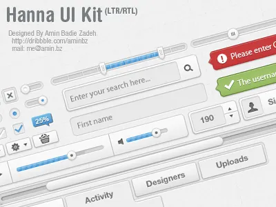 Hanna UI Kit arabic button chekbox download element free freebie gui interface kit ltr navigation persian photoshop psd rtl source ui ui kit user uset interface vector web