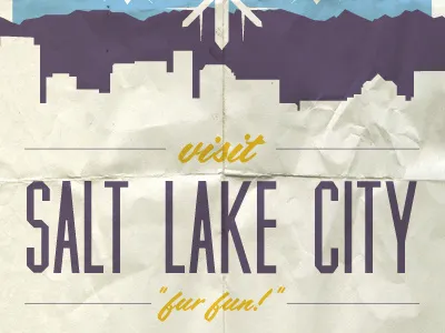 Visit SLC city filmotype fur fun illustration lost type mountains muncie poster retro salt lake city snowflake travel typography utah vintage visit