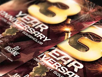 Anniversary Party Flyer -Psd anniversary birthday champagne clean club crazy diamond disco diskothek dj elegant event event poster fine fireworks glitter glossy house lighting modern music nightclub party party flyer premium sexy splash star stylish year