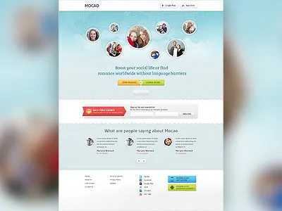 Mocao android app clean connected homepage simple social store website