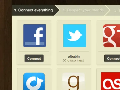 Tumbz onboarding arrow facebook google onboarding rdio social twitter