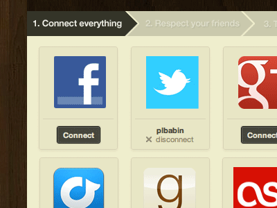 Tumbz onboarding arrow facebook google onboarding rdio social twitter