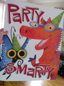 Smartypartycardtiny butterfly dinosaur illustration painter photoshop trex