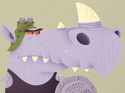 Rocksteady 80s cartoon illustration rhino teenage mutant ninja turtles