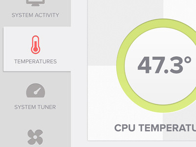iPad Navigation activity app clean degrees fan green ios ipad monitor numbers system temperature thermometer tuner ui