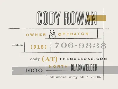 The Mule • Business Card branding business card food identity logo restaurant stationary