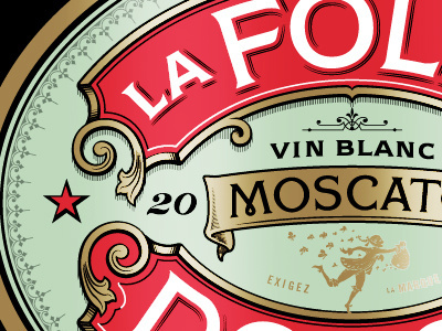 Sweet French Wine Label banner bottle france french french wine gold label design leaf moscato ornament packaging simon frouws star the famous frouws vin blanc vintage wine wine label