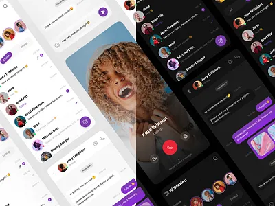 Messenger App app application chat chatting dark dark mode light light mode message messenger mobile design product design trend ui ui design ux