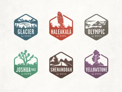 National Park Stamps badges icon identity illustration logo national geographic national parks stamp
