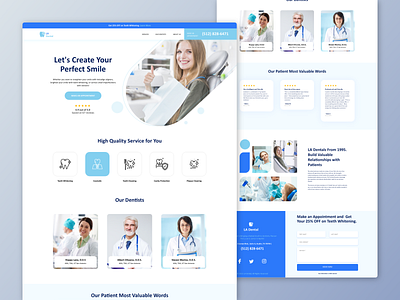 La Dental - Dental Landing Page adobe adobe xd agency blue branding call to action clinic dental design design service illustration landingpage light logo ui ux