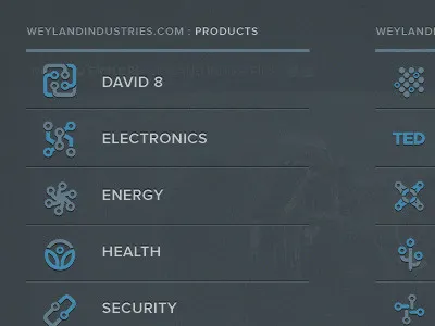 Weyland Industries - Dropdown Menu Expanded prometheus ui weyland industries