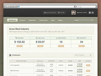 Telecom Company Dashboard Design blue brown dashboard green login navigation red ui ux wireframe