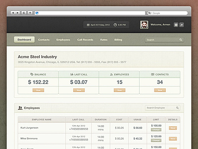 Telecom Company Dashboard Design blue brown dashboard green login navigation red ui ux wireframe
