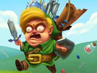 To Hyrule Castle! character design illustration link master sword navi ocarina of time the legend of zelda