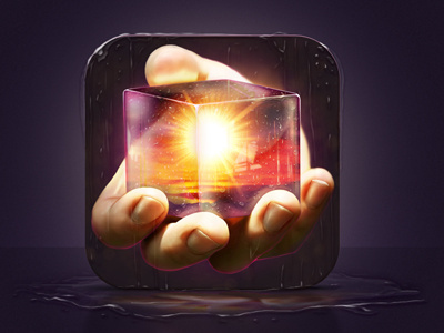 Weather Snitch app box glass hand icon illustration rain sun water weather
