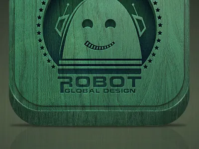 iOS Icon - Robot Global Design icon ios ipad iphone wood