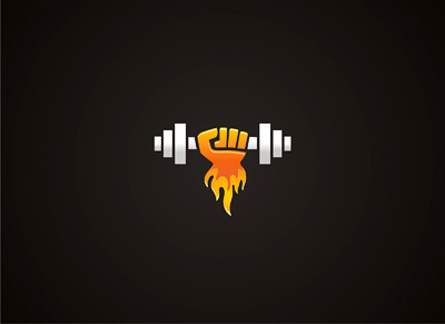 Pump ups dumbbell fire fly hand hard icon logo muscle pump sign sport symbol